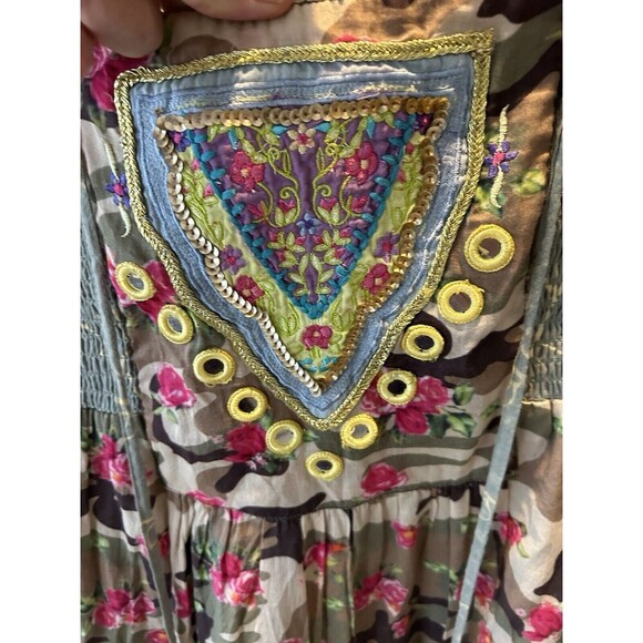 Boston Proper Floral Boho Maxi Tube Resort Smocked Top Dress Small Colorful - Picture 6 of 11